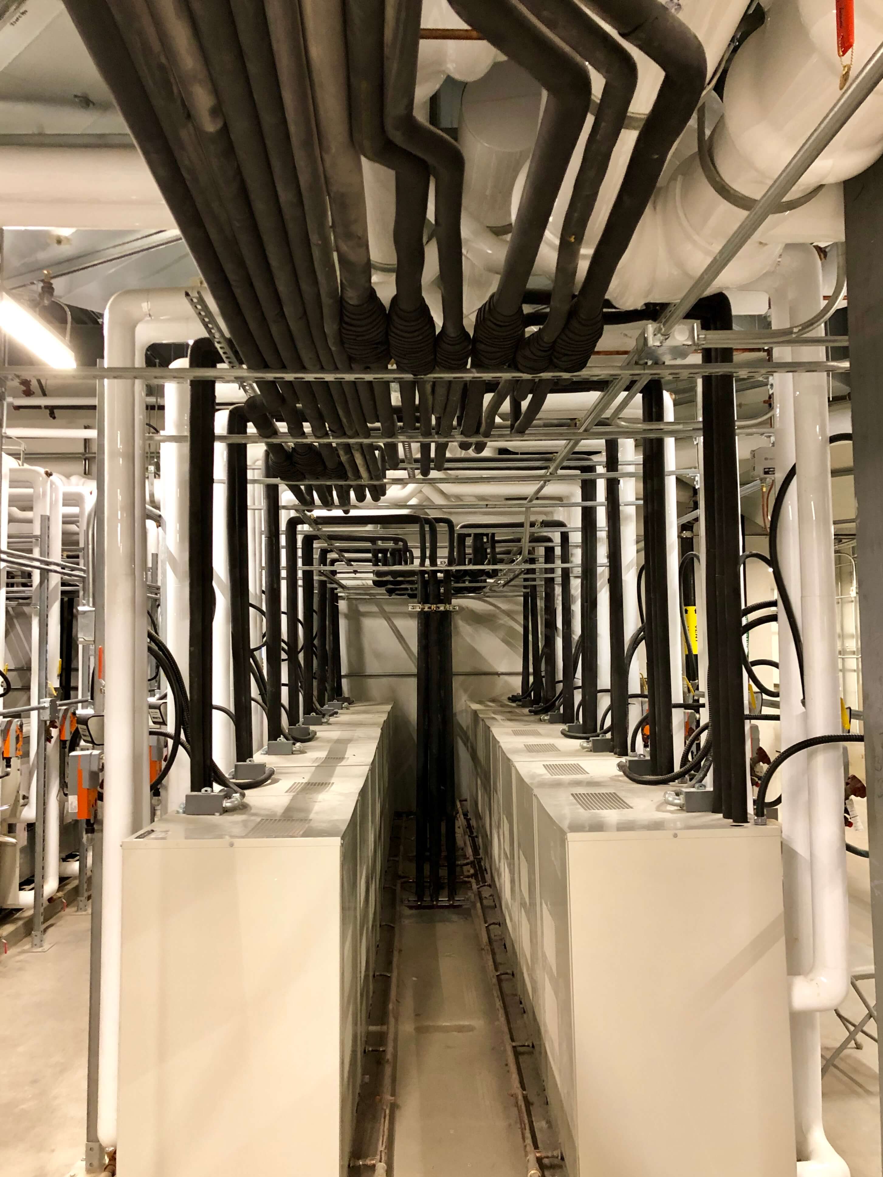 Pipes on ceiling of room