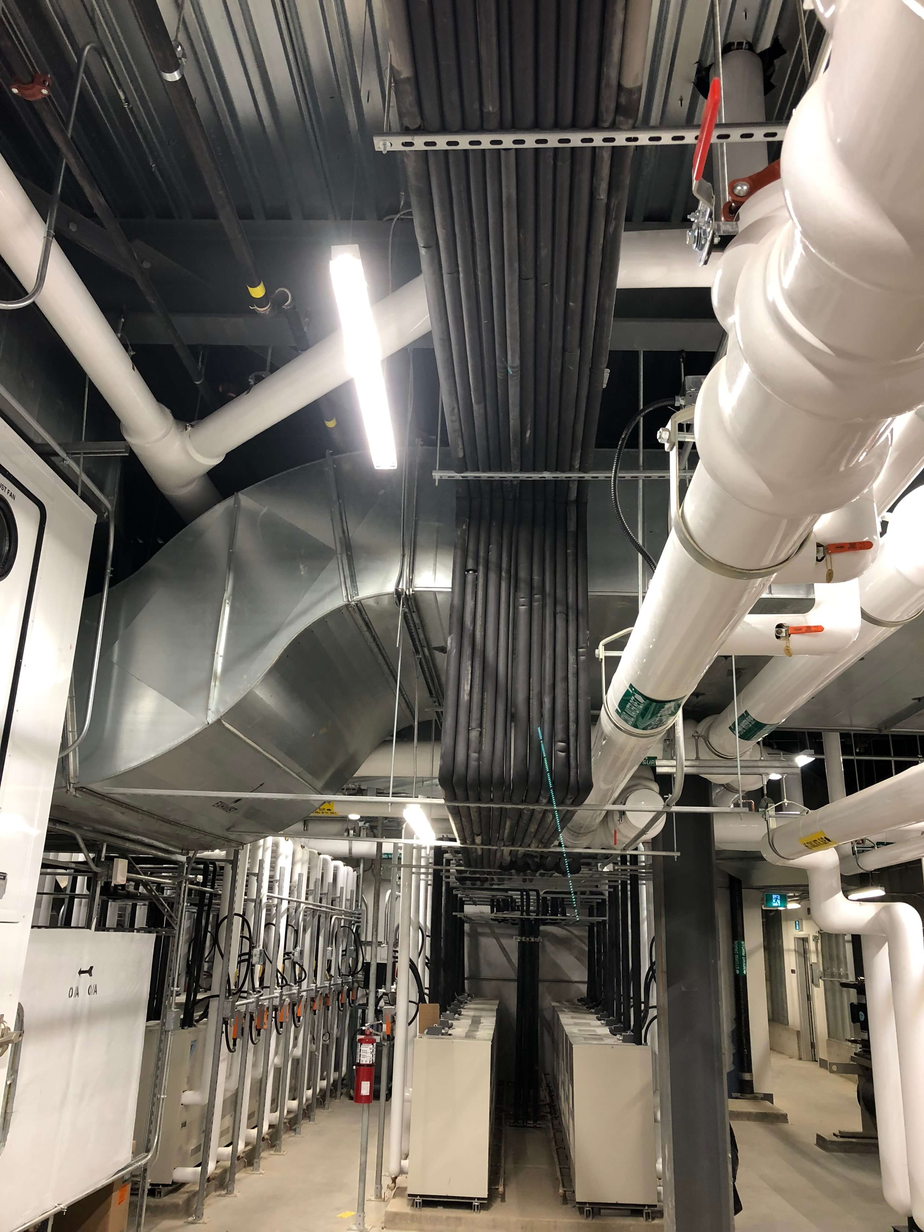 Pipes on ceiling of room